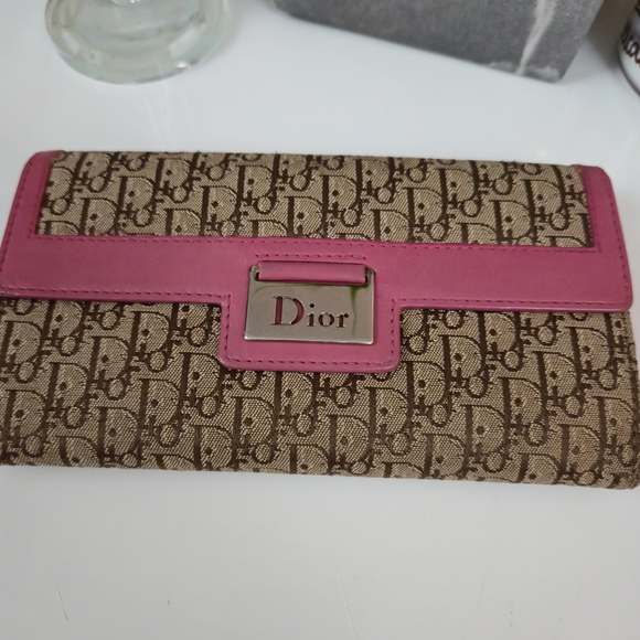 Dior Monogram Brown and Pink Wallet - Picture 1 of 16